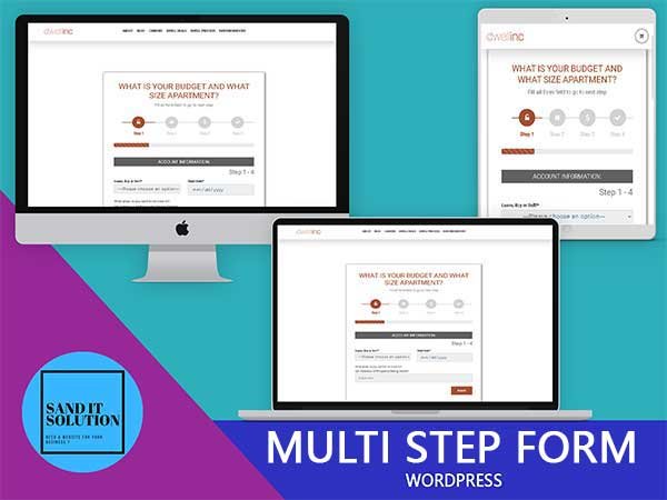 Multi Step Form WordPress Project Designed, developed, and maintained by Sand IT Solution